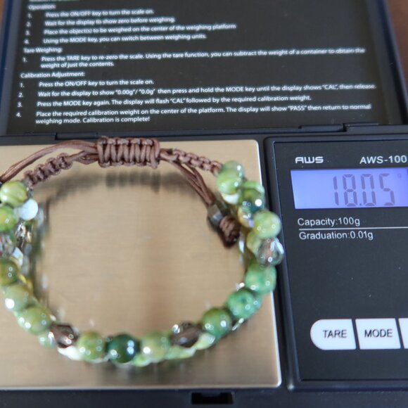 $150 Chan Luu green bracelet round multi beads/stones adjustable with brown cord - Picture 8 of 8